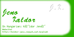 jeno kaldor business card